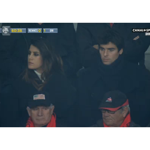 Karine Ferri et Yoann Gourcuff : les tourtereaux dans les tribunes présidentielles du stade rennais, le 3/12/15