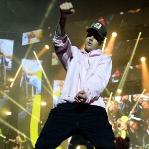 Justin Bieber sur la scène du Capital FM Jingle Bell Ball 2015 à l'O2 Arena de Londres, le 6 décembre 2015