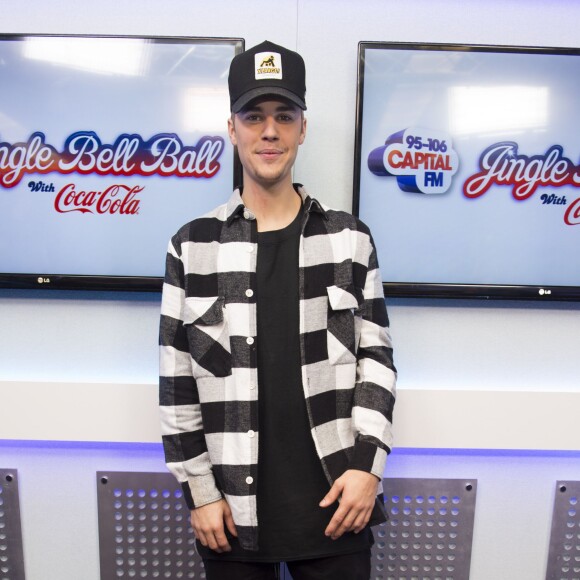 Justin Bieber lors du Capital FM Jingle Bell Ball 2015 à l'O2 Arena de Londres, le 6 décembre 2015  