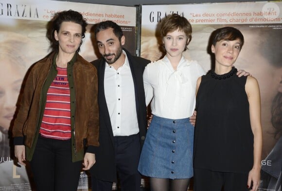 Juliette Binoche, Piero Messina, Lou de Laâge et guest - Avant-première du film "L'Attente" au cinéma UGC Ciné Cité des Halles à Paris, le 7 Décembre 2015.