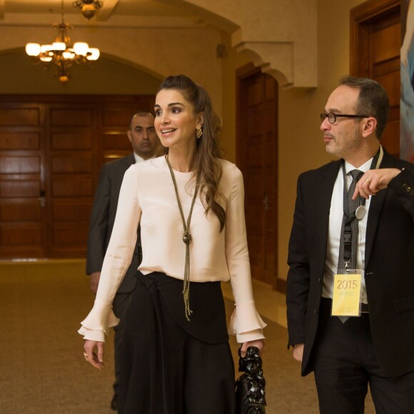 La reine Rania de Jordanie lors du Forum Teacher Skills le 6 décembre 2015.