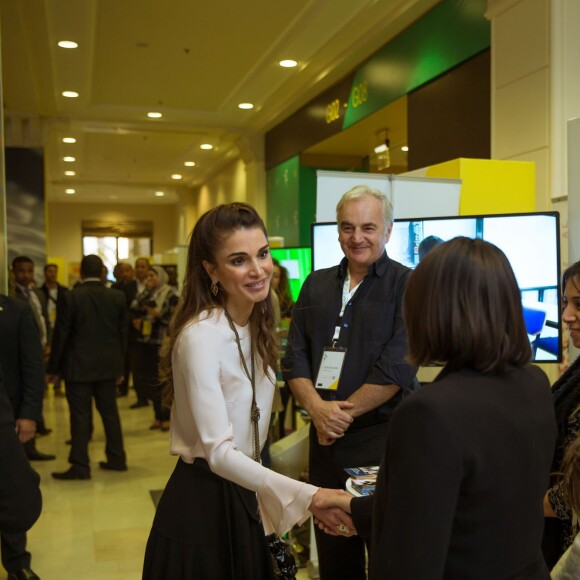 La reine Rania de Jordanie lors du Forum Teacher Skills le 6 décembre 2015.