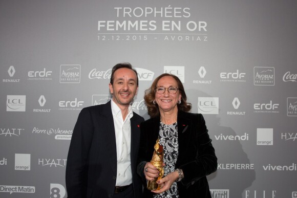 Exclusif - Imad Benmoussa et Françoise Holder lors des Trophées des Femmes en Or 2015 à Avoriaz, le 12 décembre 2015.