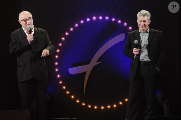 Exclusif - Jean-Louis Sevez et Gilles Portelle lors des Trophées des Femmes en Or 2015 à Avoriaz, le 12 décembre 2015.