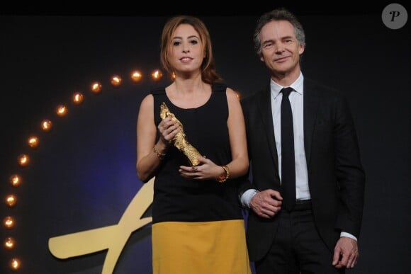 Exclusif - Léa Salamé et Lucien Boyer lors des Trophées des Femmes en Or 2015 à Avoriaz, le 12 décembre 2015.