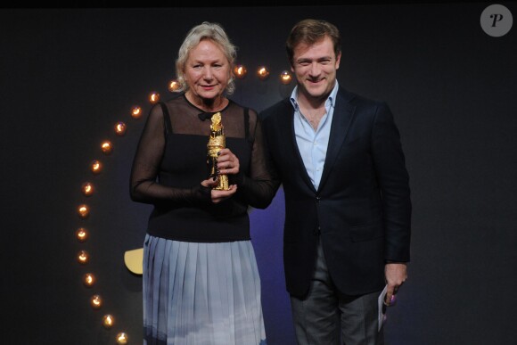 Exclusif - Agnès b et Renaud Capuçon lors des Trophées des Femmes en Or 2015 à Avoriaz, le 12 décembre 2015.