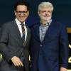 J.J. Abrams et George Lucas - Première européenne de "Star Wars : Le réveil de la force" au cinéma Odeon Leicester Square de Londres le 16 décembre 2015.