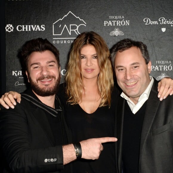 Exclusif - Michaël Youn et sa compagne Isabelle Funaro, avec Benjamin Patou (PDG de Moma Group) - Inauguration du Club-Restaurant "L'Arc Courchevel" au coeur des Trois Vallées à Courchevel, le 17 décembre 2015. © Rachid Bellak/Bestimage