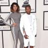 Helen Lasichanh et Pharrell Williams habillés de tenues adidas Originals - 57e édition des Grammy Awards au Staples Center. Los Angeles, le 8 février 2015.