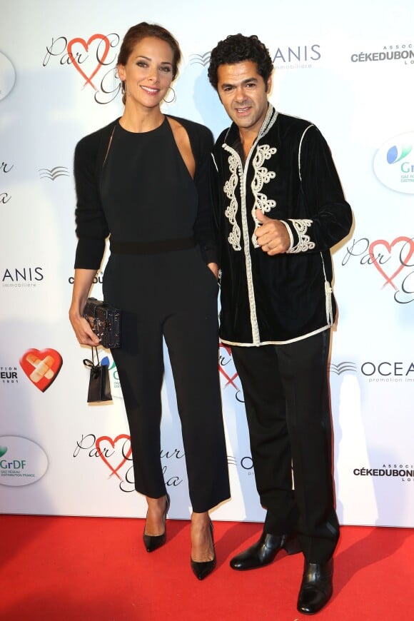 Mélissa Theuriau et son mari Jamel Debbouze, au pavillon d'Armenonville à Paris, le 24 septembre 2015.