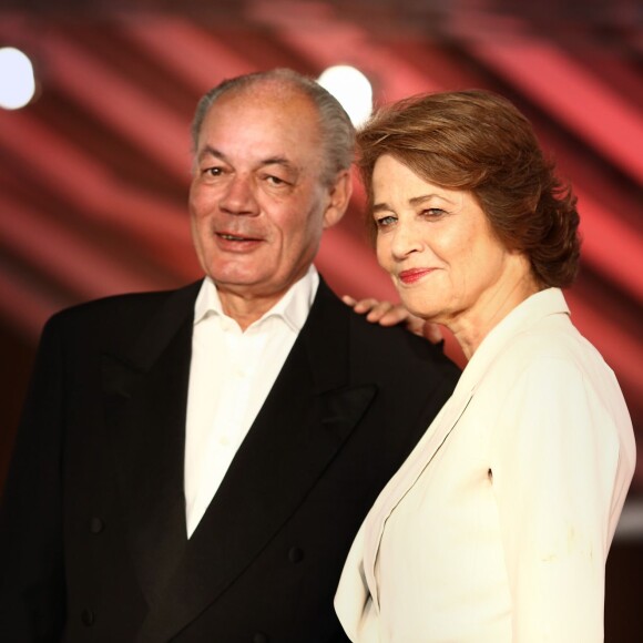 Charlotte Rampling et son compagnon Jean-Noel Tassez à Marrakech le 30 novembre 2013.