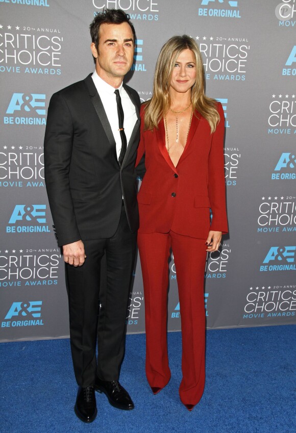 Jennifer Aniston et son fiancé Justin Theroux - La 20ème soirée annuelle des "Critics Choice Movie Awards" à Hollywood, le 15 janvier 2015.