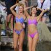 Exclusif - Candice Swanepoel et Behati Prinsloo en shooting photo pour Victoria's Secret sur la plage à Saint-Barthélemy le 14 décembre 2015.