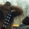 John Boyega, Peter Mayhew et Harrison Ford dans Star Wars - Le Réveil de la Force.