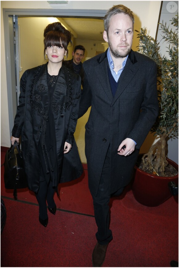 Lily Allen et son mari Sam Cooper - Etam Live show de la collection lingerie de Natalia Vodianova à la Bourse du Commerce à Paris le 26 fevrier 2013