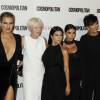 Kris Jenner entourée de ses filles Khloé Kardashian, Kourtney Kardashian, Kim Kardashian, enceinte, Kylie Jenner et de Joanna Coles, rédactrice en chef de Cosmopolitan à la soirée du 50ème anniversaire de la revue féminine 'Cosmopolitan' au Ysabel à West Hollywood, le 12 octobre 2015.