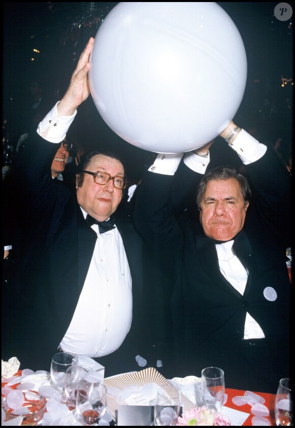 Raymond Devos et Michel Galabru à Paris en 1985.