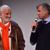 Exclusif - Jean-Paul Belmondo et son fils Paul Belmondo lors de l'avant-première mondiale du documentaire "Belmondo par Belmondo" au Grimaldi Forum à Monaco, le 11 décembre 2015.