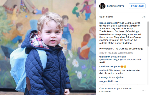 Le prince George fait sa première rentrée des classes le 6 janvier 2016.