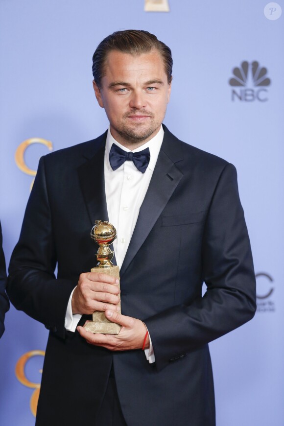 Leonardo DiCaprio - Press Room lors de la 73e cérémonie annuelle des Golden Globe Awards à Beverly Hills, le 10 janvier 2016. © Olivier Borde/Bestimage