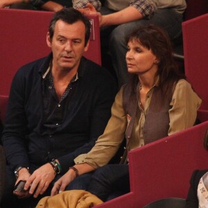 Jean-Luc Reichmann et sa compagne Nathalie - People assistant à la finale de tennis de l'Open GDF Suez au Stade Pierre de Coubertin a Paris le 2 fevrier 2014.