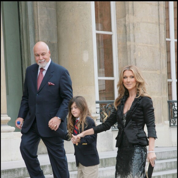 Céline Dion, René-Charles et René Angélil, Palais de l'Elysée, le 23 mai 2008
