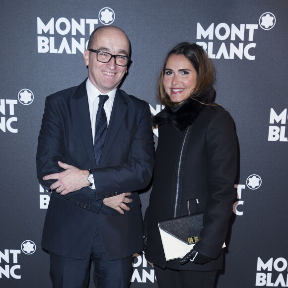 Exclusif - Jean-Sébastien Gérondeau (directeur général de Montblanc France) et Joyce Jonathan -Inauguration du nouveau concept de boutique Montblanc réalisé par le designer Noé Duchaufour-Lawrance, au 12 Boulevard des Capucines à Paris, le 14 janvier 2016. ©Olivier Borde/Bestimage