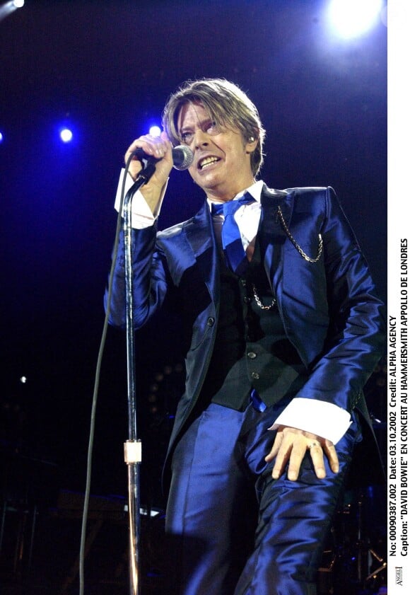 Le rockeur David Bowie en concert à Londres en 2002.