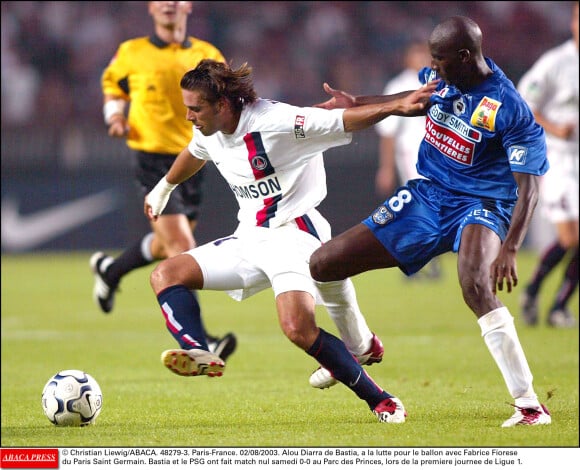 Fabrice Fiorèse sous le maillot du Paris Saint-Germain lors d'un match de Ligue 1 face à Bastia au Parc des Princes à Paris, le 4 août 2003