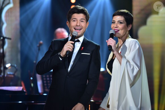 Exclusif - Vincent Niclo et Cristina Cordula - Enregistrement de l'émission "La Télé Chante Pour le Sidaction" aux théâtre des Folies Bergère à Paris. Le 11 mars 2015.
