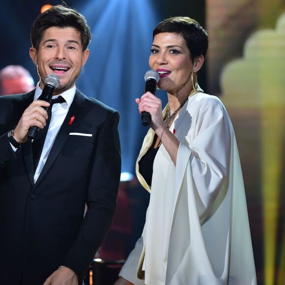 Exclusif - Vincent Niclo et Cristina Cordula - Enregistrement de l'émission "La Télé Chante Pour le Sidaction" aux théâtre des Folies Bergère à Paris. Le 11 mars 2015.