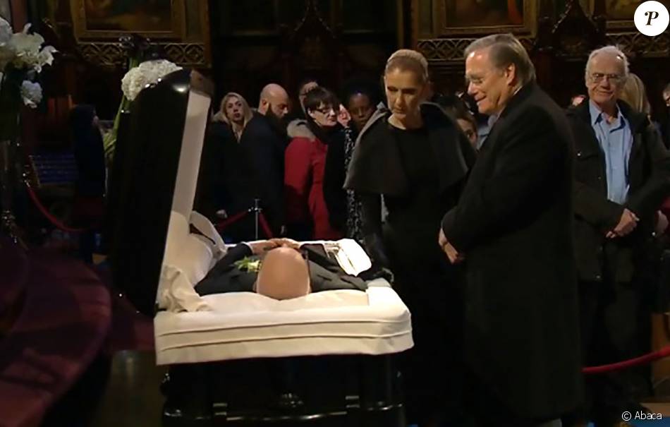 Céline Dion, auprès de la dépouille de son époux décédé René Angélil lors de la chapelle ardente
