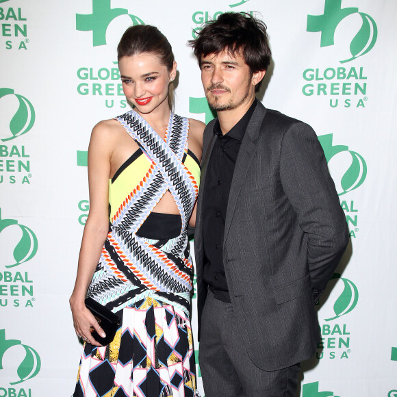 Miranda Kerr, Orlando Bloom - People a la 10eme ceremonie annuelle pre Oscar "Global Green" a Hollywood, le 20 fevrier 2013