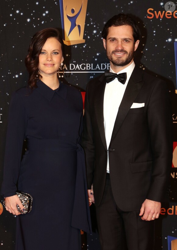 Le prince Carl Philip de Suède et sa femme la princesse Sofia - Remise de prix des Swedish Sports Gala à Stockholm. Le 25 janvier 2016