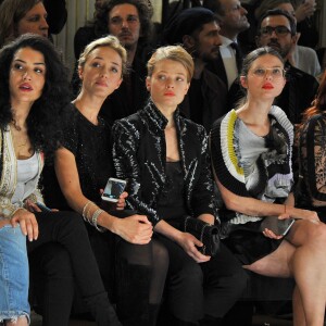 Sabrina Ouazani, Hélène de Fougerolles et Mélanie Thierry au défilé haute couture Zuhair Murad collection printemps-été 2016 à l'hôtel Potocki à Paris, le 27 janvier 2016. ©Rachid Bellak/Bestimage