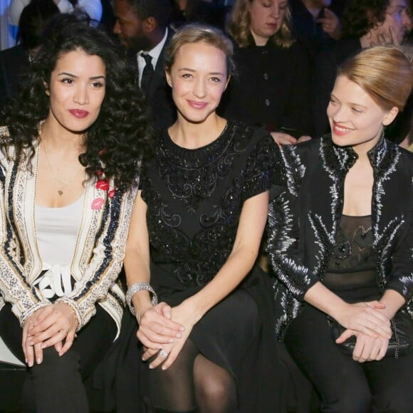 Sabrina Ouazani, Hélène de Fougerolles et Mélanie Thierry au défilé haute couture Zuhair Murad collection printemps-été 2016 à l'hôtel Potocki à Paris, le 27 janvier 2016. ©CVS/Veeren/Bestimage