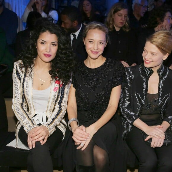 Sabrina Ouazani, Hélène de Fougerolles et Mélanie Thierry au défilé haute couture Zuhair Murad collection printemps-été 2016 à l'hôtel Potocki à Paris, le 27 janvier 2016. ©CVS/Veeren/Bestimage