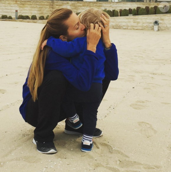 Jelena Ristic, l'épouse de Novak Djokovic, avec leur petit garçon Stefan - Photo publiée le 5 janvier 2016