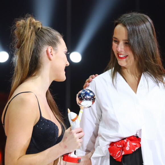 Pauline Ducruet avec le duo Charlotte & Nicolas lors de la cérémonie de remise de prix (les Junior) de la 5e édition du festival New Generation à Monaco, le 31 janvier 2016, sous le chapiteau de Fontvieille. © Olivier Huitel/Pool Restreint/Bestimage