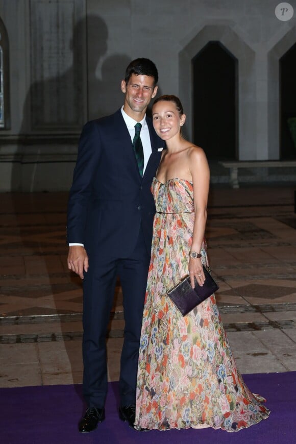 Novak Djokovic et Jelena Ristic au dîner des champions de Wimbledon, le 12 juillet 2015 à Londres