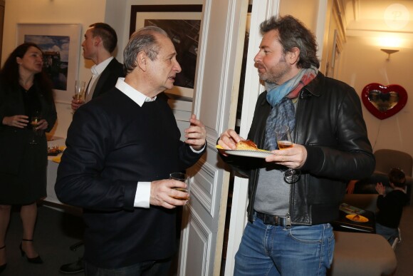 Exclusif - Patrick Braoudé, Jérôme Anthony - Les ambassadeurs et ambassadrices de la Fondation Claude Pompidou, qui lutte contre la maladie d'Alzheimer et qui aide les enfants handicapés, sont réunis pour la galette des rois au siège de la fondation, rue du Louvre à Paris, le 27 janvier 2016. Cette soirée était organisée par Didier Audebert, le conseiller en communication de la Fondation Claude Pompidou. © Rachid Bellak/LMS/Bestimage