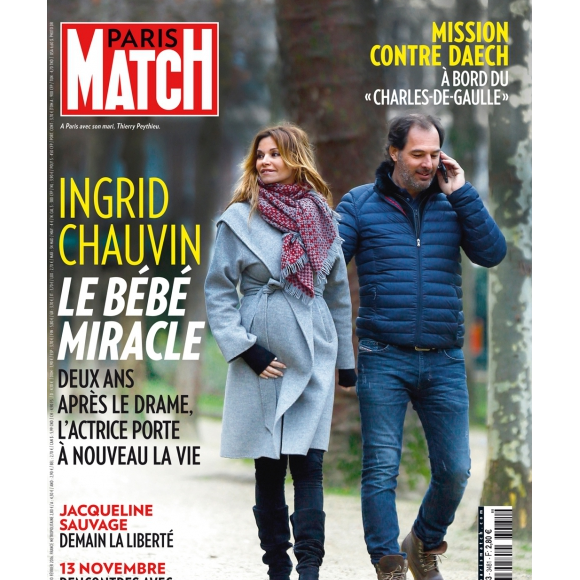 Ingrid Chauvin enceinte en couverture de Paris Match. En kiosques le 4 février 2016.