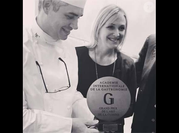 Benoît Violier, accompagné de son épouse, reçoit le Grand Prix de l’Art de la Cuisine 2015  - Photo publiée le 12 juin 2015 @ Restaurant de l'Hôtel de Ville de Crissier - Benoît Violier