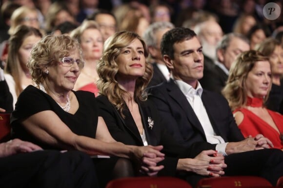 Manuela Carmena, maire de Madrid, Pedro Sanchez et sa femme Begona Fernandez - 30ème cérémonie des prix Goya à l'auditorium du Madrid Marriott à Madrid, le 6 février 2016.
