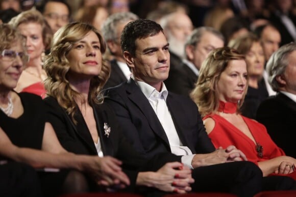 Pedro Sanchez et sa femme Begona Fernandez - 30ème cérémonie des prix Goya à l'auditorium du Madrid Marriott à Madrid, le 6 février 2016.