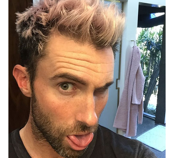 Adam Levine s'est teint les cheveux en rose. Photo publiée sur Instagram, le 6 février 2016.