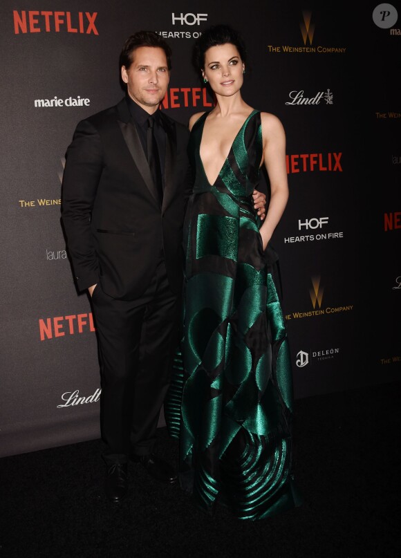 Peter Facinelli et Jaimie Alexander - Photocall de la soirée Weintstein Company et Netflix Golden Globe à l'hôtel Beverly Hilton de Los Angeles le 10 janvier 2016.