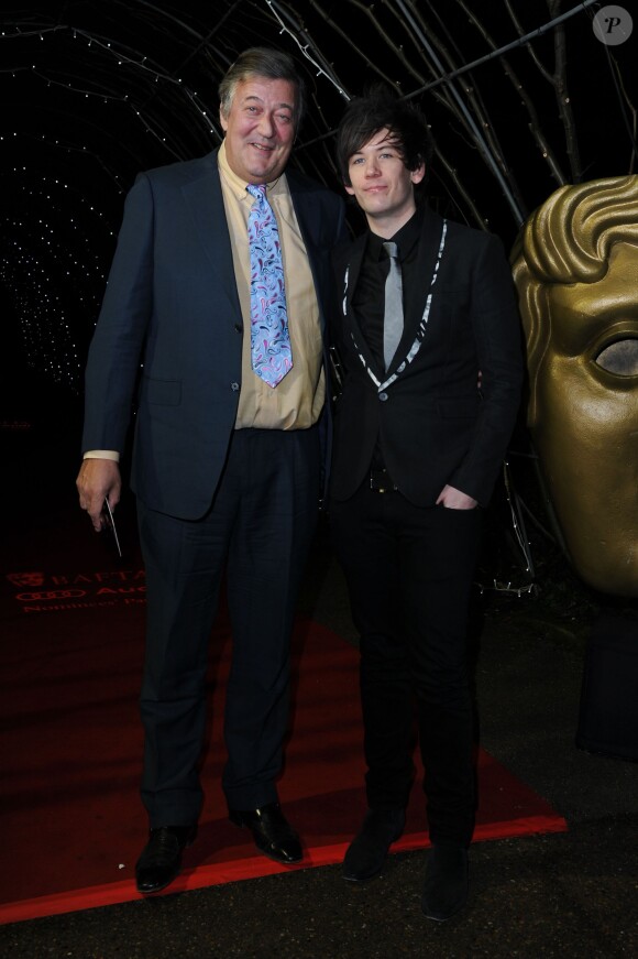 Stephen Fry et son compagnon Elliot Spencer - Soirée des nommés aux BAFTA à Londres le 7 février 2015