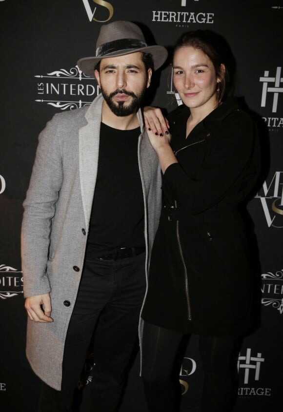 Exclusif - Redouanne Harjane et sa femme - Soirée "Les Interdites" organisée par Anaïs Tihay et Tarik Seddak, au club L'Heritage à Paris, le 10 février 2016.
