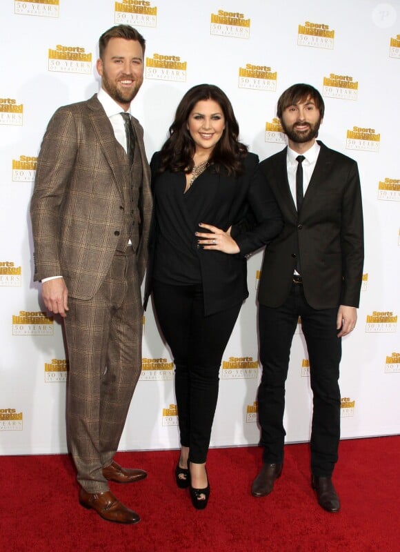 Charles Kelley, Hillary Scott, Dave Haywood (groupe Lady Antebellum) - Personnalites lors du 50e anniversaire du magazine "Sports Illustrated Swimsuit Issue" a Los Angeles, le 14 janvier 2014.
